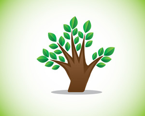 figer tree illustration design,combination of hand and tree