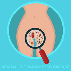Sexually-transmitted diseases. woman body infected - obrazy, fototapety, plakaty