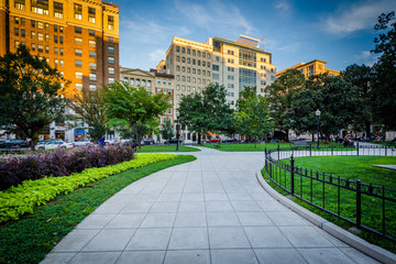 Walkway and buildings at Farragut Square, in Washington, DC.