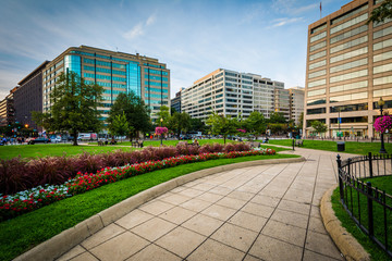 Walkway and buildings at Farragut Square, in Washington, DC.