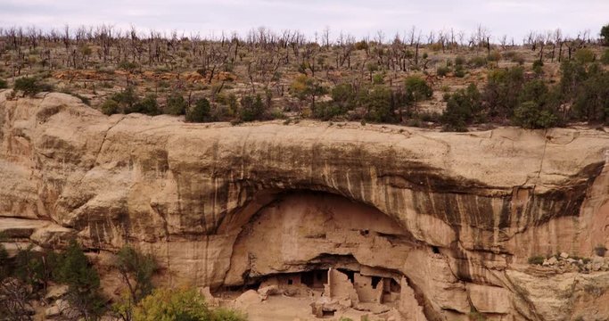 Tilt down shot of cliff dwelling at Mesa Verde National Park
