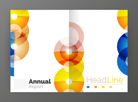 Transparent circle composition on business annual report flyer