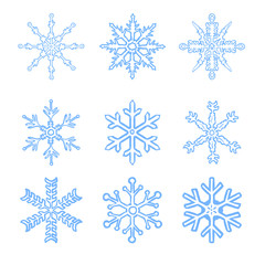 Fototapeta na wymiar Vector Set of Blue Sketch Snowflakes