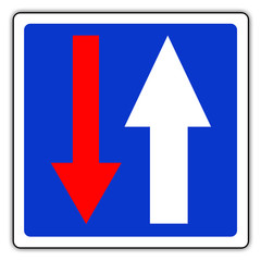 Panneau routier en France:  Priorité par rapport à la circulation venant en sens inverse