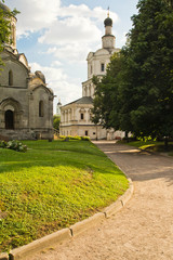 church in the summer park of ancient monastery