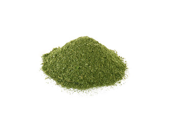 Dried green tea isolate on white background