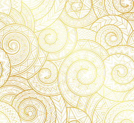 Golden complex tribal geometric pattern, vector