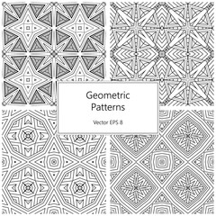 four minimalistic geometric seamless pattern, vector set