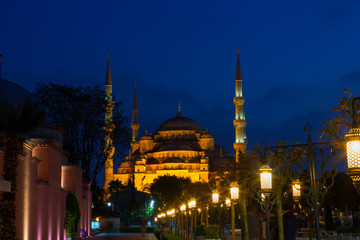 Fototapeta na wymiar Turkey, Blue mosque (Sultan Ahmed Mosque)in Istanbul in the night