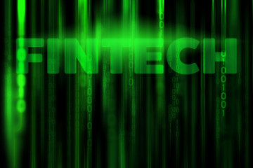 FINTECH in data binary code matrix background