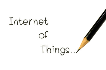 Isolate Pencil write the word Internet of Things on white background