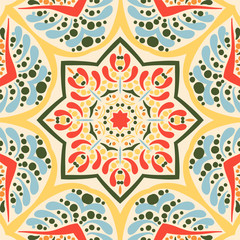 Stylized lace ornament. Vintage decorative elements. Ethnic round ornament.