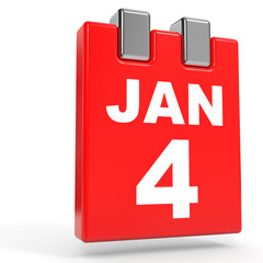 January 4. Calendar on white background.