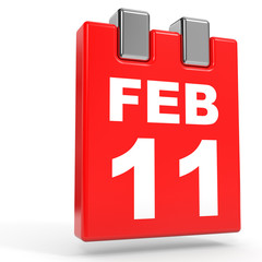 February 11. Calendar on white background.