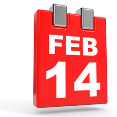 February 14. Calendar on white background.