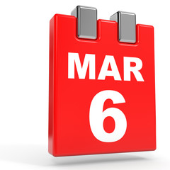March 6. Calendar on white background.