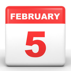 Fototapeta premium February 5. Calendar on white background.
