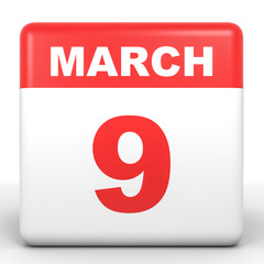 March 9. Calendar on white background.