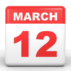 March 12. Calendar on white background.