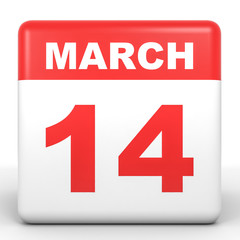 March 14. Calendar on white background.