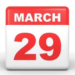 March 29. Calendar on white background.