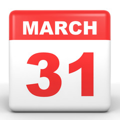 March 31. Calendar on white background.