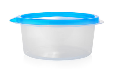white plastic box with blue cab isolated on white background