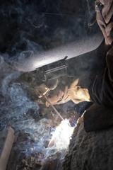 Manual arc welding exam sample stainless steel pipe