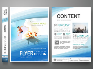 Brochure design template vector.Travel flyers report business magazine poster layout portfolio template.Blue water pattern on cover book portfolio presentation poster design on A4 brochure layout.