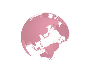 地球の立体イラスト（ピンク）