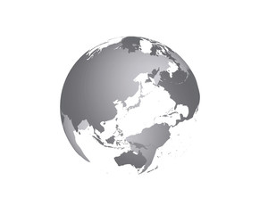 地球の立体イラスト（グレー）