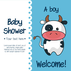 baby shower invitation with cute animal vector illustration design