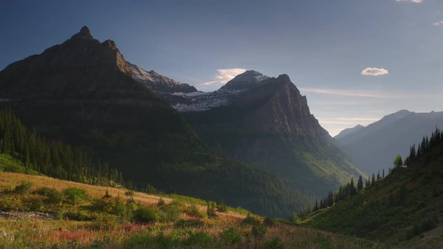 Wide shot of mountain range at Glacier National Park