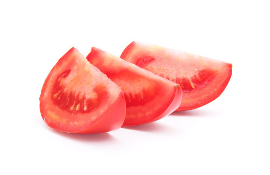 Sliced tomato on white