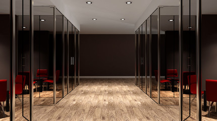 Meeting room. Interior of the modern office in the highlands. 3d