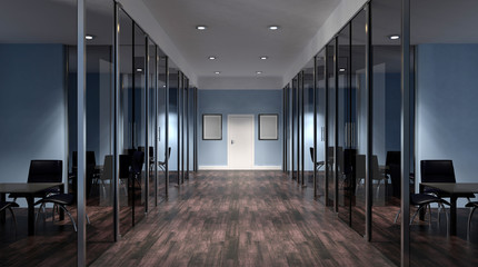 Meeting room. Interior of the modern office in the highlands. 3d