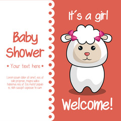 Fototapeta na wymiar baby shower invitation with cute animal vector illustration design