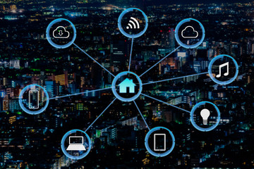 Internet of things futuristic background showing domotic connect