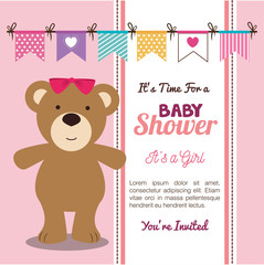 baby shower invitation with cute animal vector illustration design