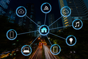 Internet of things futuristic background showing domotic connect