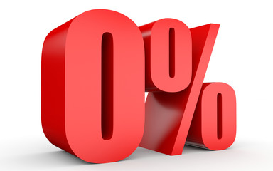 Zero percent. 3D illustration on white background.