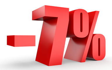 Discount 7 percent off. 3D illustration on white background.