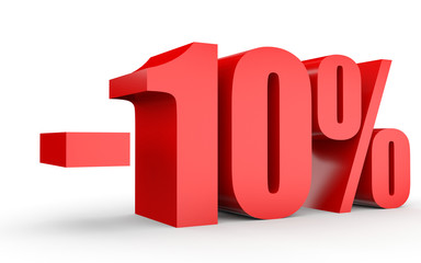 Discount 10 percent off. 3D illustration on white background.