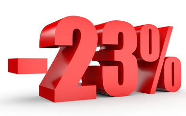 Discount 23 percent off. 3D illustration on white background.