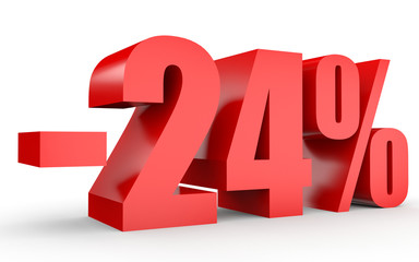 Discount 24 percent off. 3D illustration on white background.