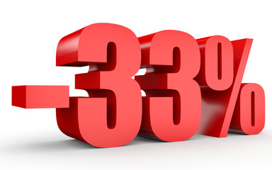Discount 33 percent off. 3D illustration on white background. - obrazy, fototapety, plakaty