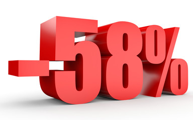 Discount 58 percent off. 3D illustration on white background.