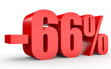 Discount 66 percent off. 3D illustration on white background.