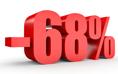 Discount 68 percent off. 3D illustration on white background.