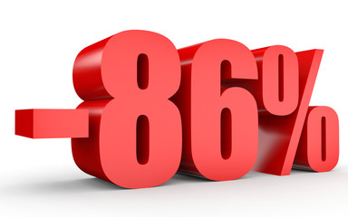 Discount 86 percent off. 3D illustration on white background.